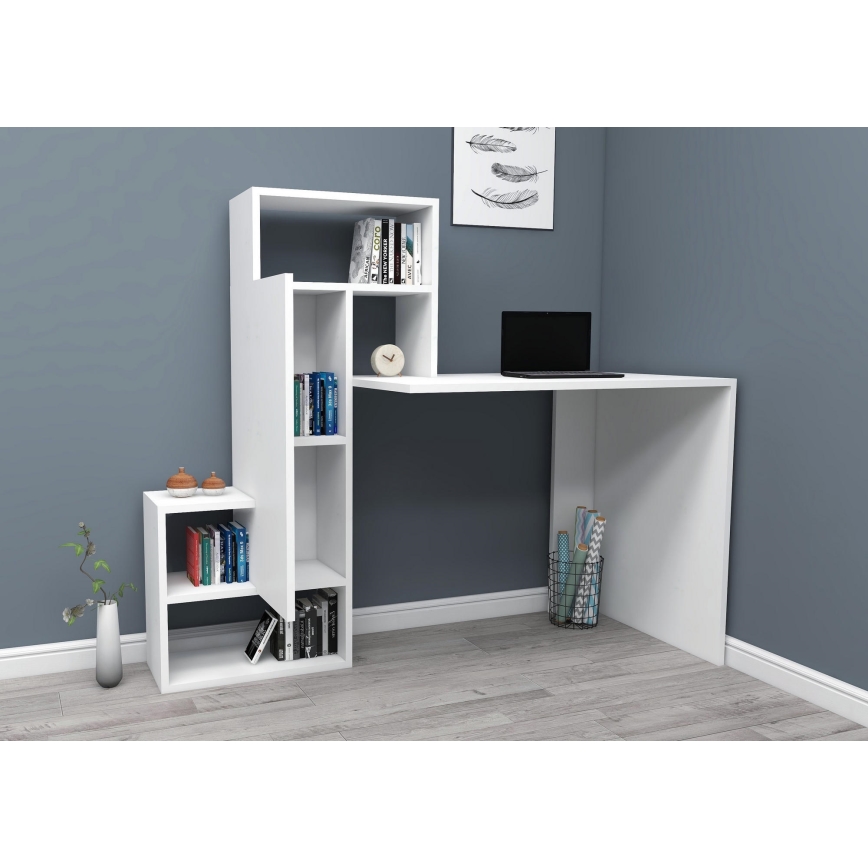 Mesa de trabalho com uma prateleira IRMAK 119x138,6 cm branco