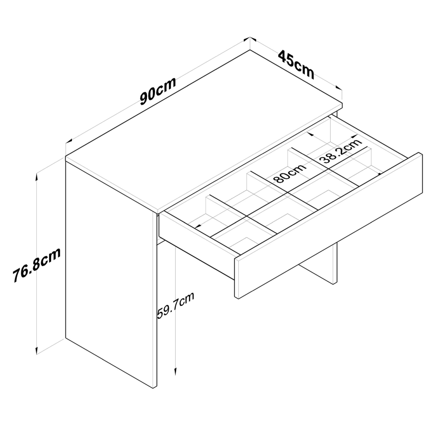 Mesa de trabalho RANI 90x76,8 cm branco