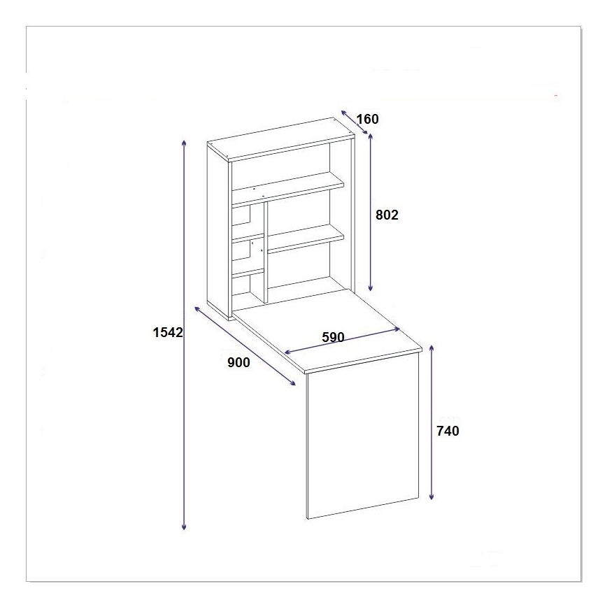 Mesa de trabalho com prateleira SEDIR 154,2x90 cm antracite