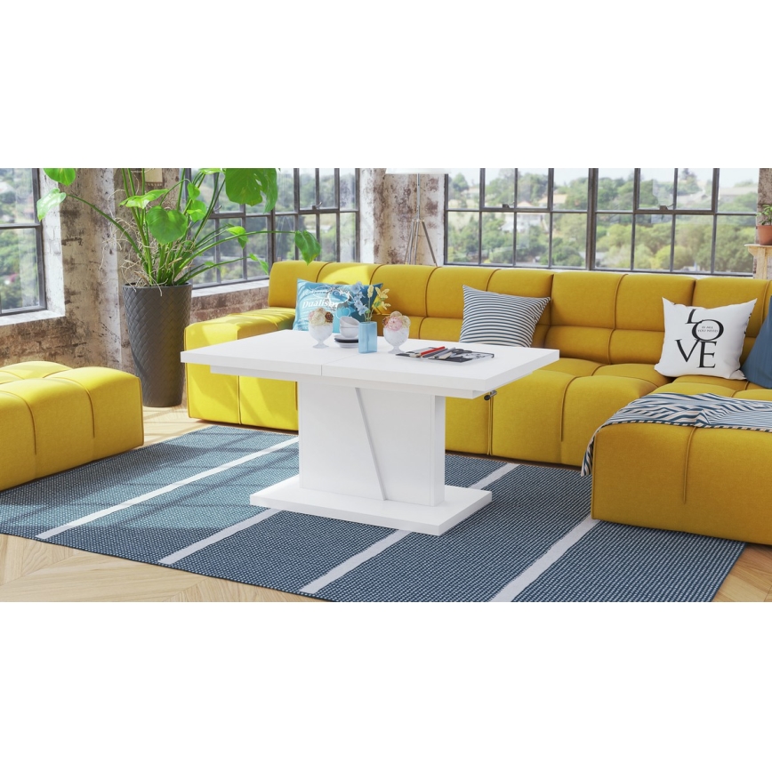 Mesa extensível de centro/jantar com tampo elevatório NINO branca