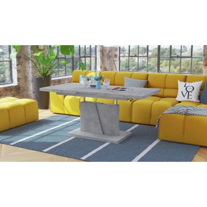 Mesa extensível de centro/jantar com tampo elevatório NINO cinzento betão