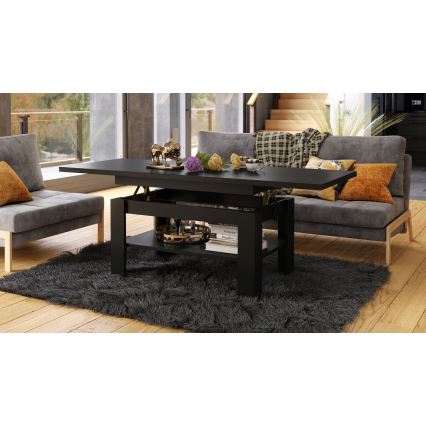 Mesa extensível de centro/jantar com tampo elevatório ROY preta