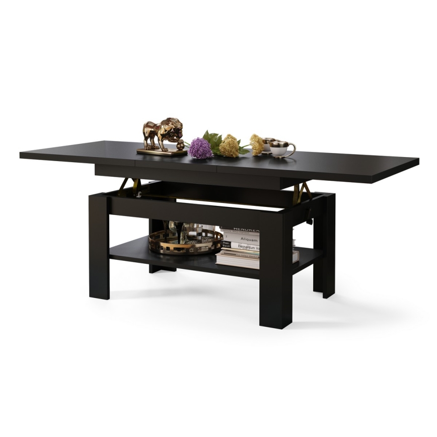 Mesa extensível de centro/jantar com tampo elevatório ROY preta