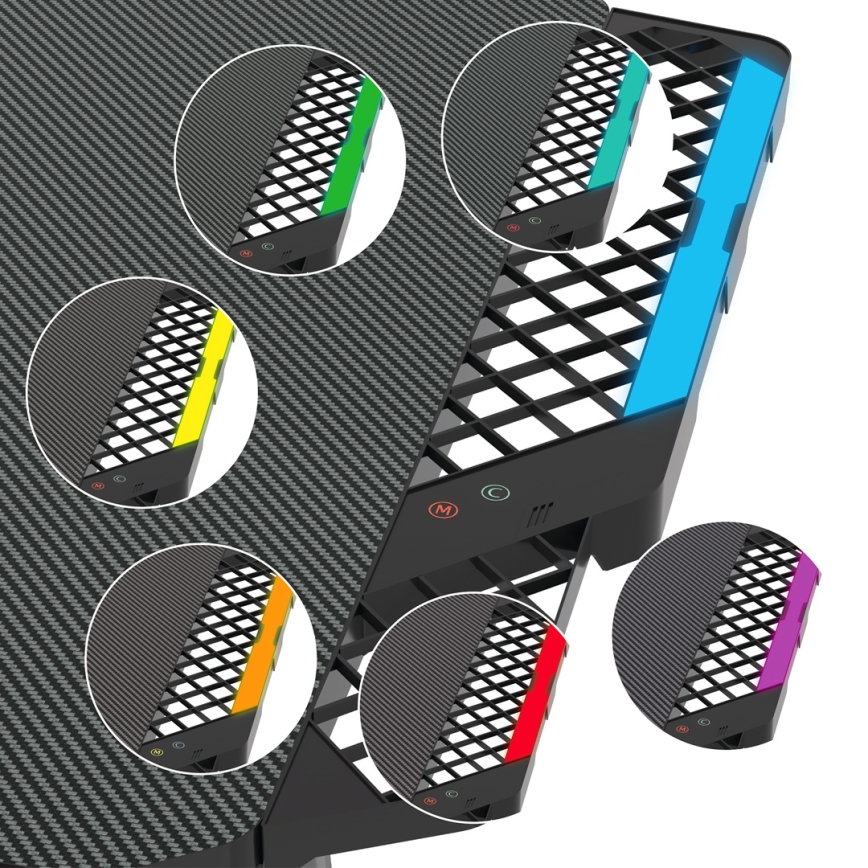 Mesa gaming FALCON com LED RGB retroiluminação 116x60 cm preto