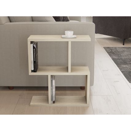 Mesa lateral CROS 45x17 cm, acabamento em mármore/bege
