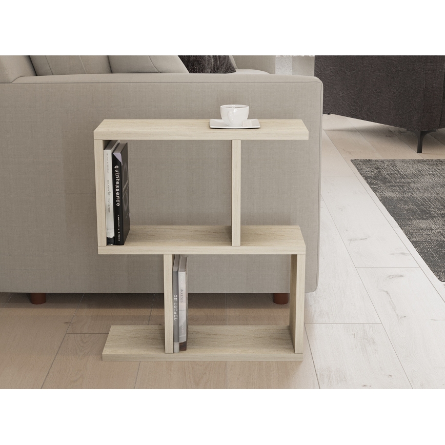 Mesa lateral CROS 45x17 cm, acabamento em mármore/bege