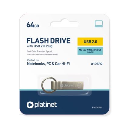 Metal à prova de água Flash Disk USB 64GB cromado mate