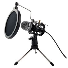 Microfone condensador com filtro POP JACK 3,5 mm