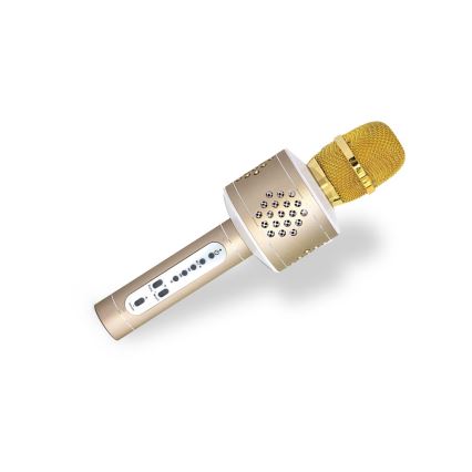 Microfone de karaoke 6W/5V 1500 mAh Bluetooth dourado