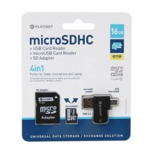 MicroSDHC 4 em 1 16GB + adaptador SD + leitor MicroSD + adaptador OTG