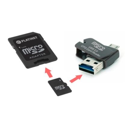 MicroSDHC 4 em 1 16GB + adaptador SD + leitor MicroSD + adaptador OTG