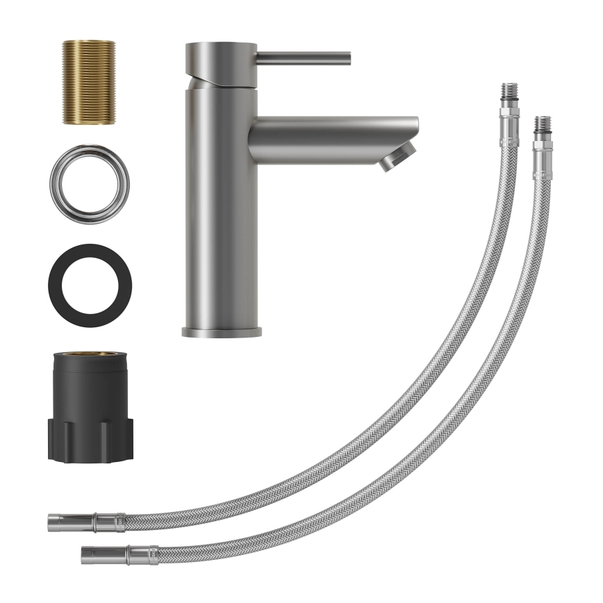 Misturador para lavatório RINGSTED 17,8 cm, cinzento com acabamento em pó