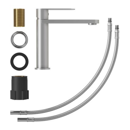 Misturador para lavatório TARNBY 17,3 cm, aço inoxidável escovado