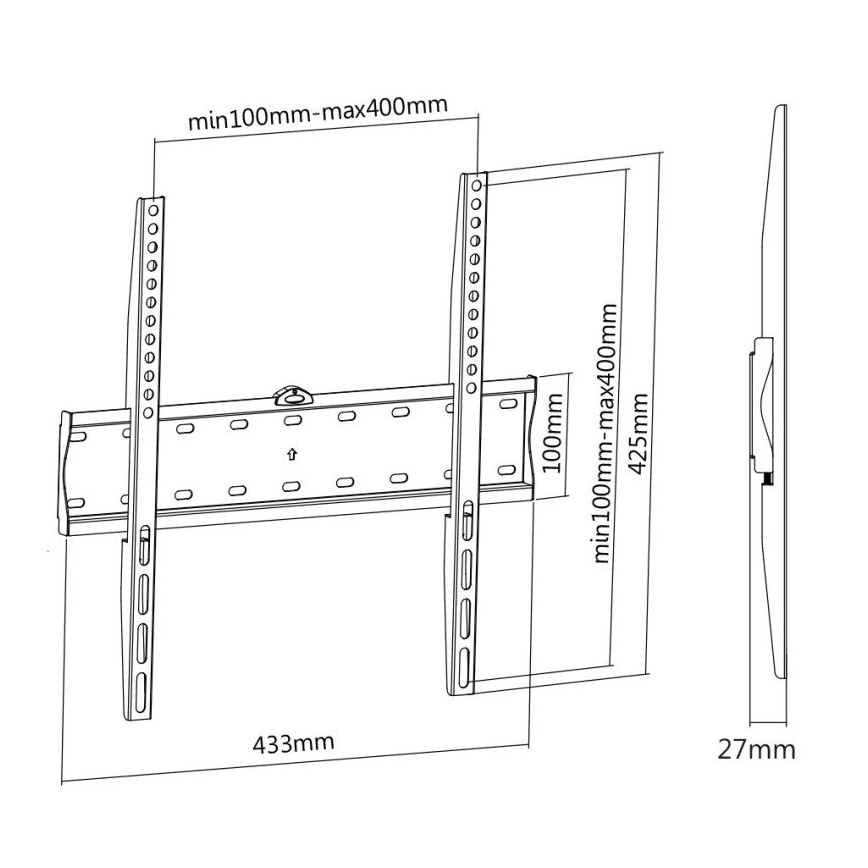 MK FLORIA MKF-17DF441 - Suporte de parede fixo para TV 65 preto