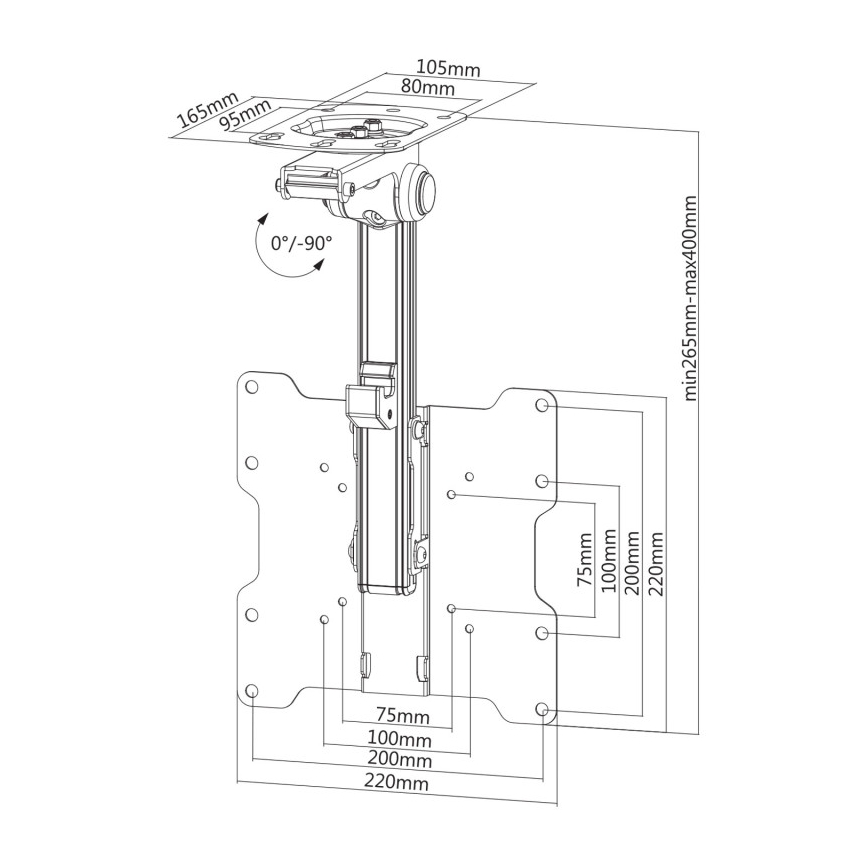 MK FLORIA MKF-17DS220 - Suporte de tecto para TV de 46 preto
