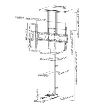 MK FLORIA MKF-19DM648 - Suporte de chão para TV 37-65 preto SCHUKO + comando