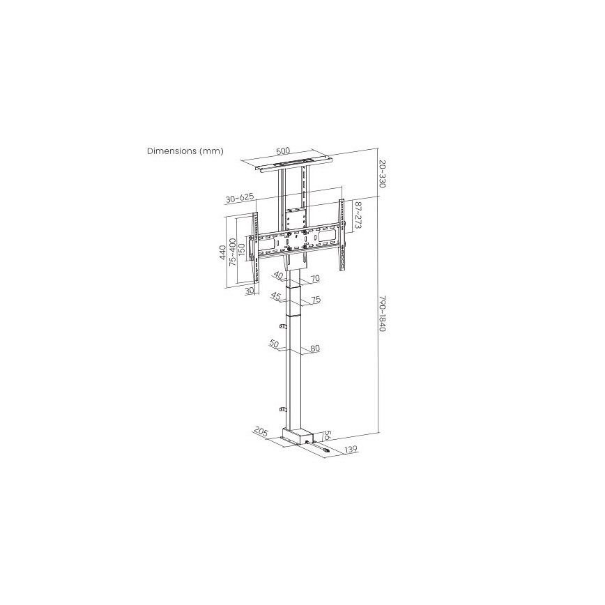 MK FLORIA MKF-19DM648 - Suporte de pé para TV 37-65 preto SCHUKO + controlo remoto