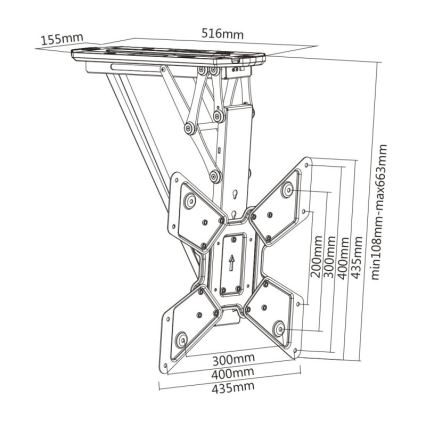 MK FLORIA MKF-20DM444 - Suporte de teto inteligente para TV 55 preto Wi-Fi TUYA + comando