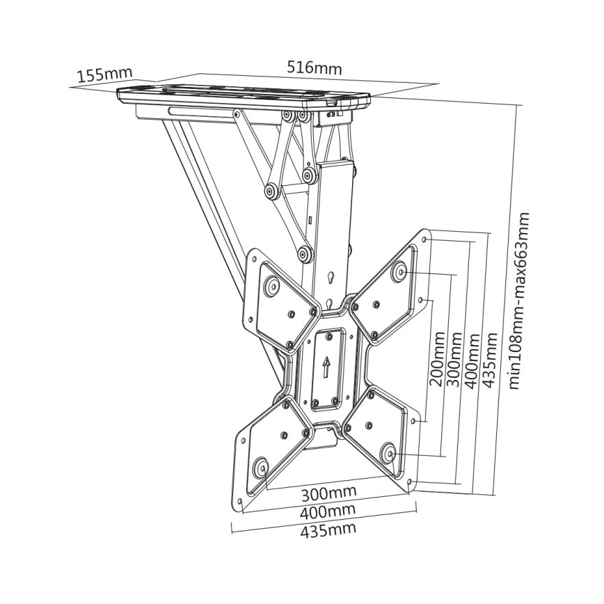 MK FLORIA MKF-20DM444 - Suporte de teto inteligente para TV 55 preto Wi-Fi TUYA + comando