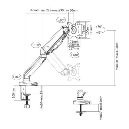 MK FLORIA MKF-21DP113S2 - Suporte de monitor ajustável 32 preto