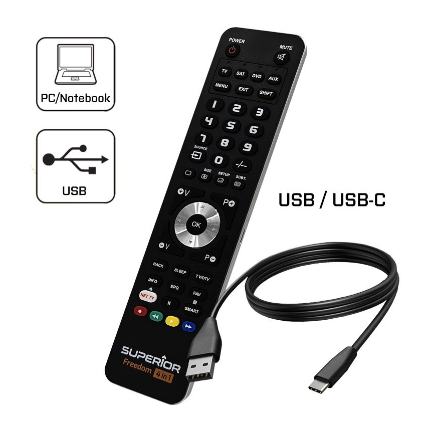 MK FLORIA Superior FREEDOM 4em1 USB - Comando 4em1 USB 2xAAA