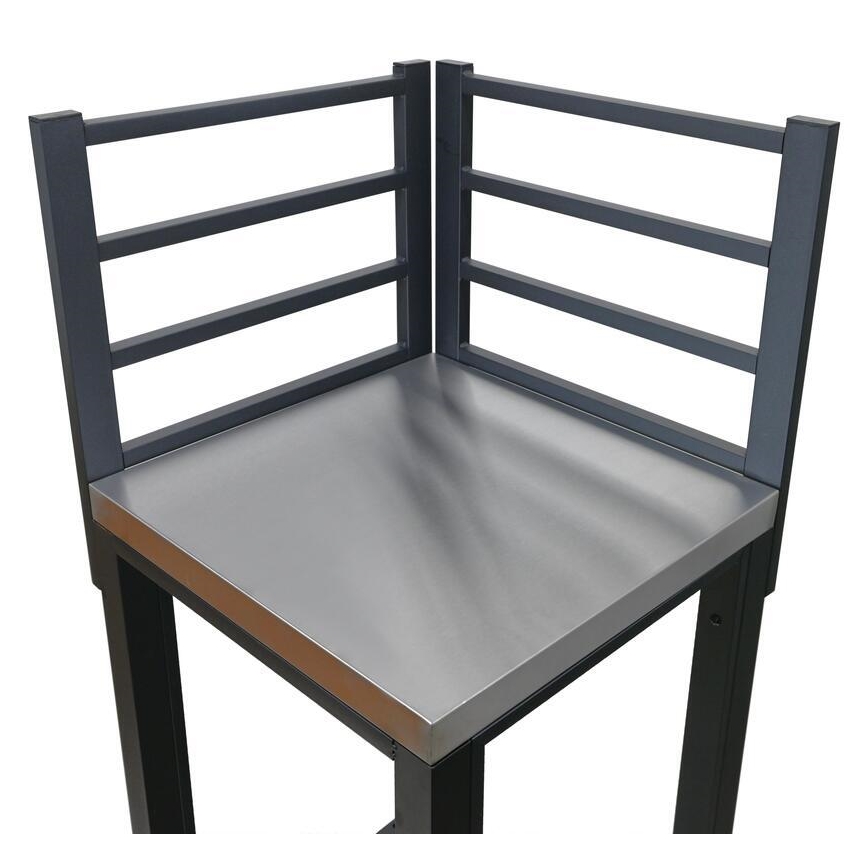 Módulo de canto para exterior 47x47x123 cm, preto/aço inoxidável