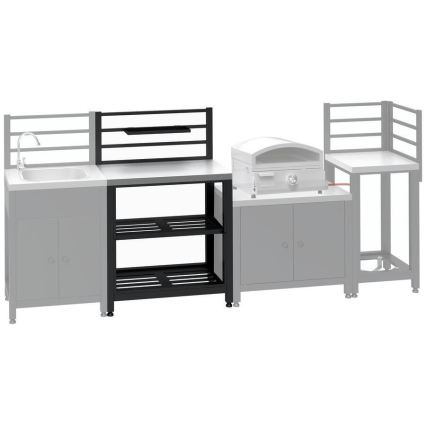 Módulo de mesa para exterior 80x47x123 cm preto/aço inoxidável