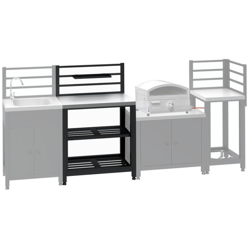 Módulo de mesa para exterior 80x47x123 cm preto/aço inoxidável