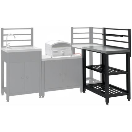 Módulo de mesa para exterior 80x47x123 cm preto/aço inoxidável