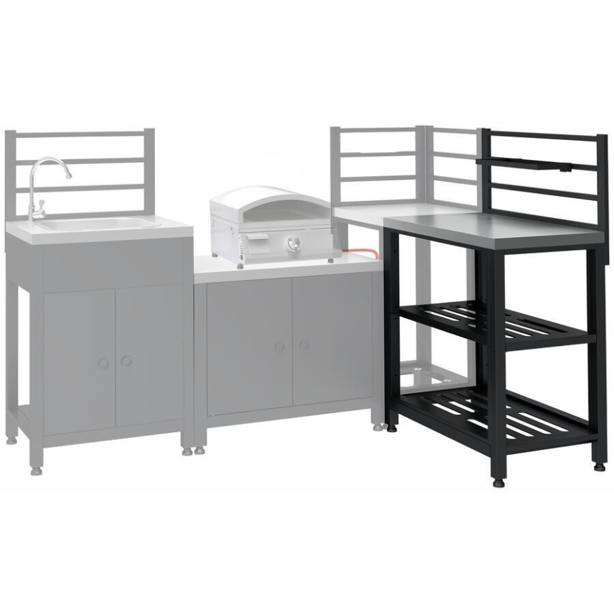 Módulo de mesa para exterior 80x47x123 cm preto/aço inoxidável
