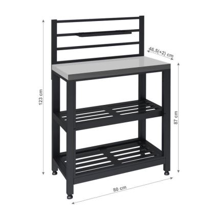 Módulo de mesa para exterior 80x47x123 cm preto/aço inoxidável