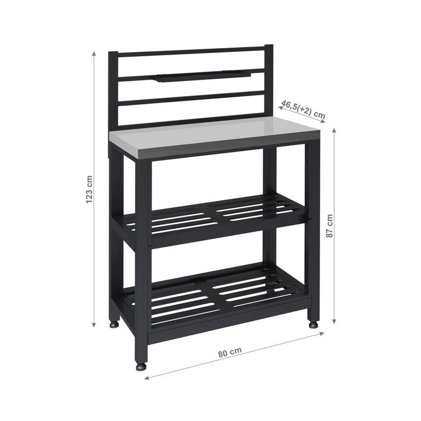 Módulo de mesa para exterior 80x47x123 cm preto/aço inoxidável