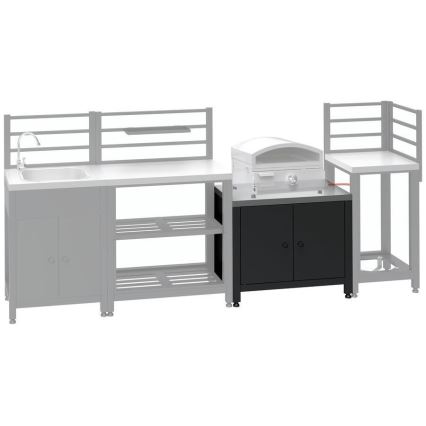 Módulo exterior — armário para grelhador 80 x 47 x 69 cm, preto/inox