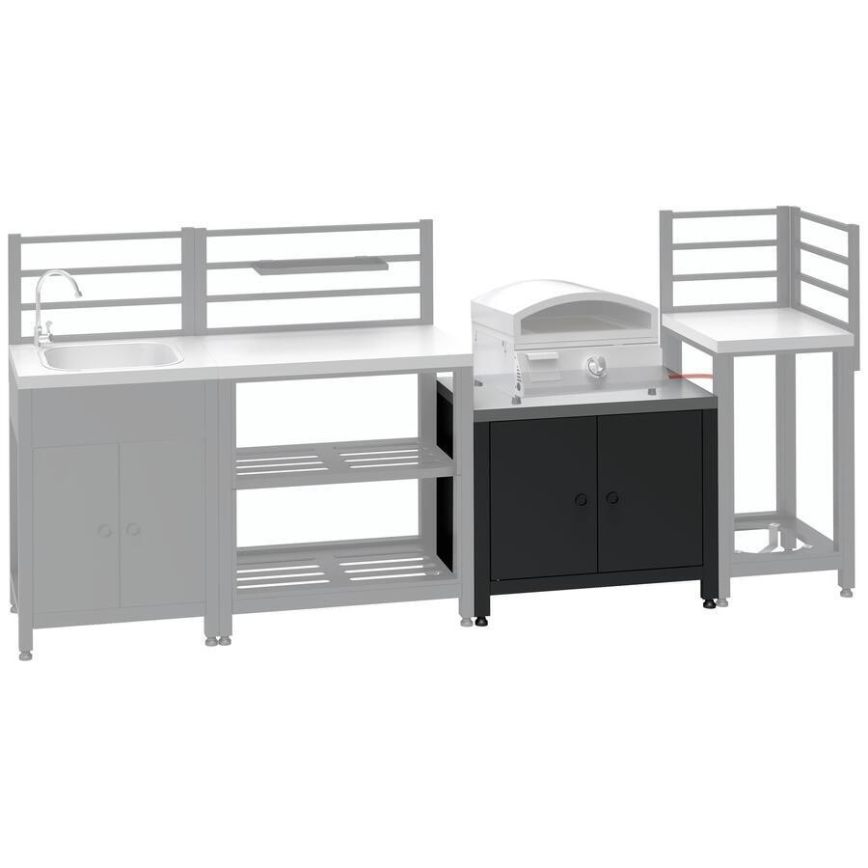 Módulo exterior — armário para grelhador 80 x 47 x 69 cm, preto/inox