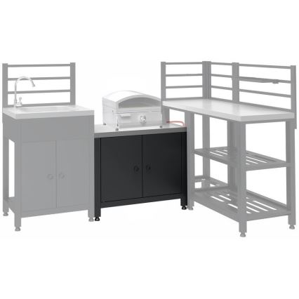 Módulo exterior — armário para grelhador 80 x 47 x 69 cm, preto/inox