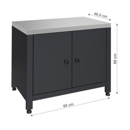 Módulo exterior — armário para grelhador 80 x 47 x 69 cm, preto/inox