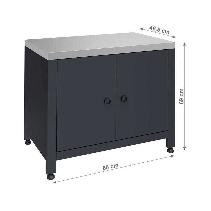 Módulo exterior — armário para grelhador 80 x 47 x 69 cm, preto/inox