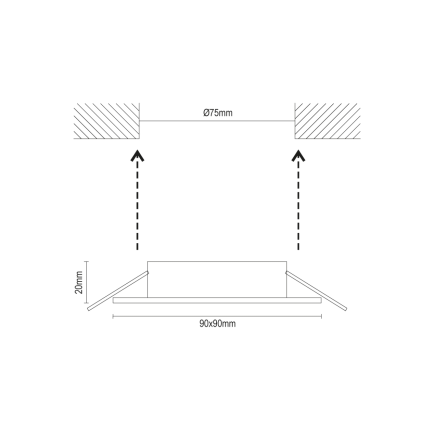 Moldura para candeeiro de encastrar GU10 9x9 cm, preta
