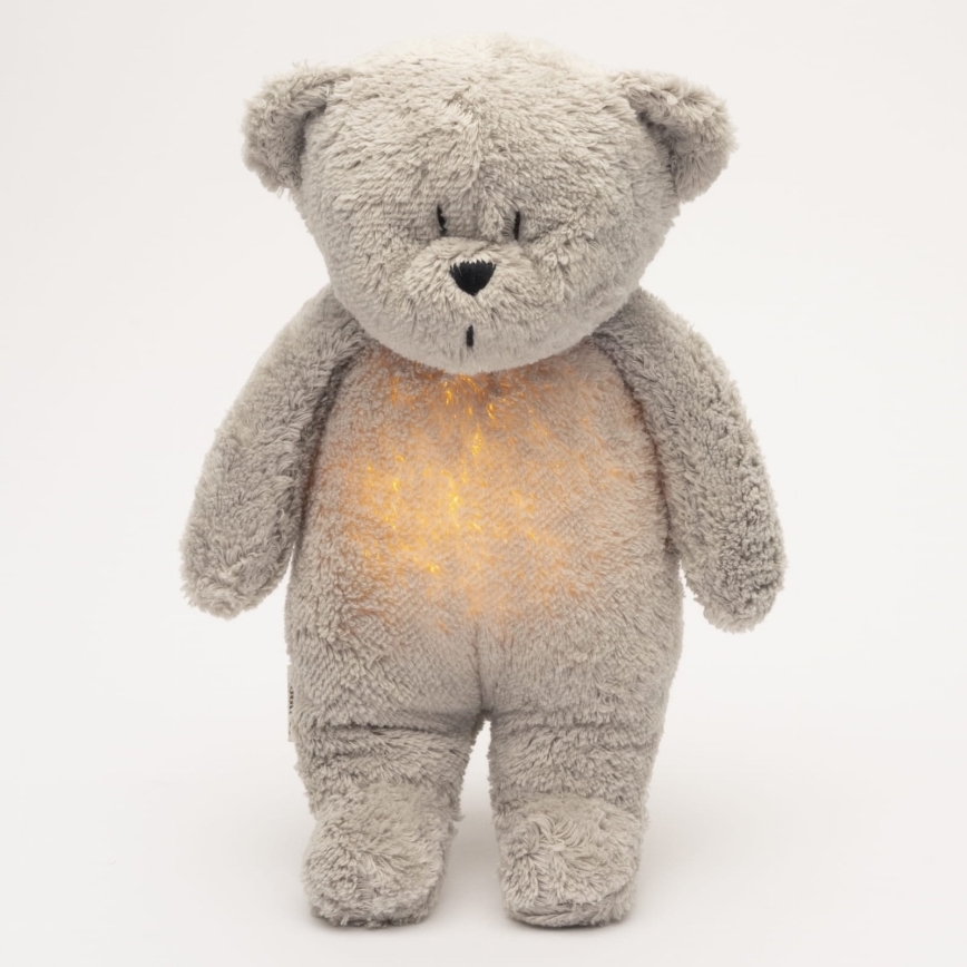 Moonie - Amigo aconchegante com melodia e iluminação urso pequeno 2.0 organic cinzento