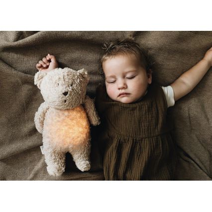 Moonie - Amigo aconchegante com melodia e iluminação urso pequeno 2.0 organic cinzento