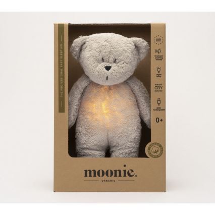 Moonie - Amigo aconchegante com melodia e iluminação urso pequeno 2.0 organic cinzento
