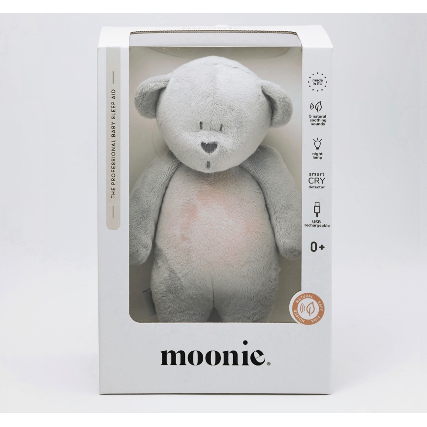 Moonie - Amigo aconchegante com melodia e iluminação urso pequeno 2.0 prateado