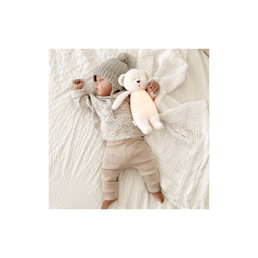 Moonie - Amigo aconchegante com melodia e iluminação urso pequeno cream