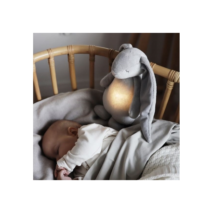 Moonie - Companheiro de aconchego com uma melodia e uma iluminação prateada de coelhinho