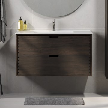Móvel de casa de banho com lavatório GRIBSKOV 100 cm castanho/carvalho/branco