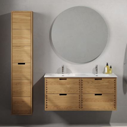 Móvel de casa de banho com lavatório GRIBSKOV 120 cm bege/carvalho/branco