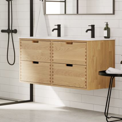 Móvel de casa de banho com lavatório GRIBSKOV 120 cm bege/carvalho/branco