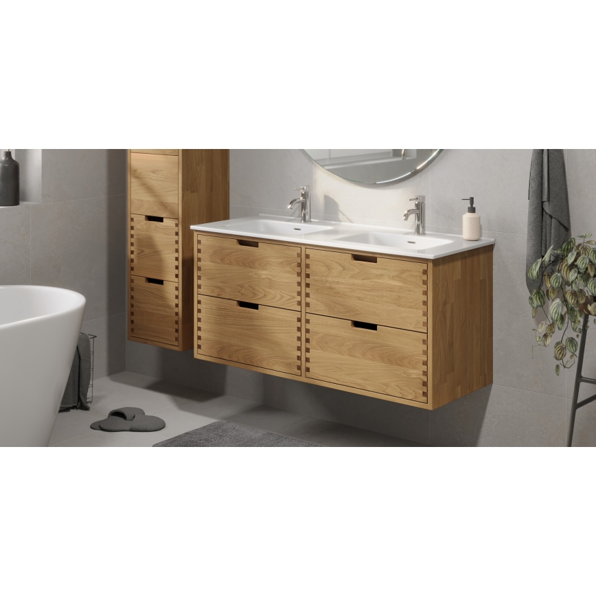Móvel de casa de banho com lavatório GRIBSKOV 120 cm bege/carvalho/branco