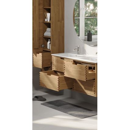 Móvel de casa de banho com lavatório GRIBSKOV 120 cm bege/carvalho/branco
