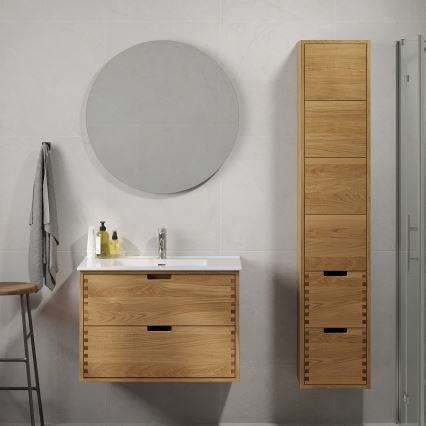 Móvel de casa de banho com lavatório GRIBSKOV 80 cm bege/carvalho/branco